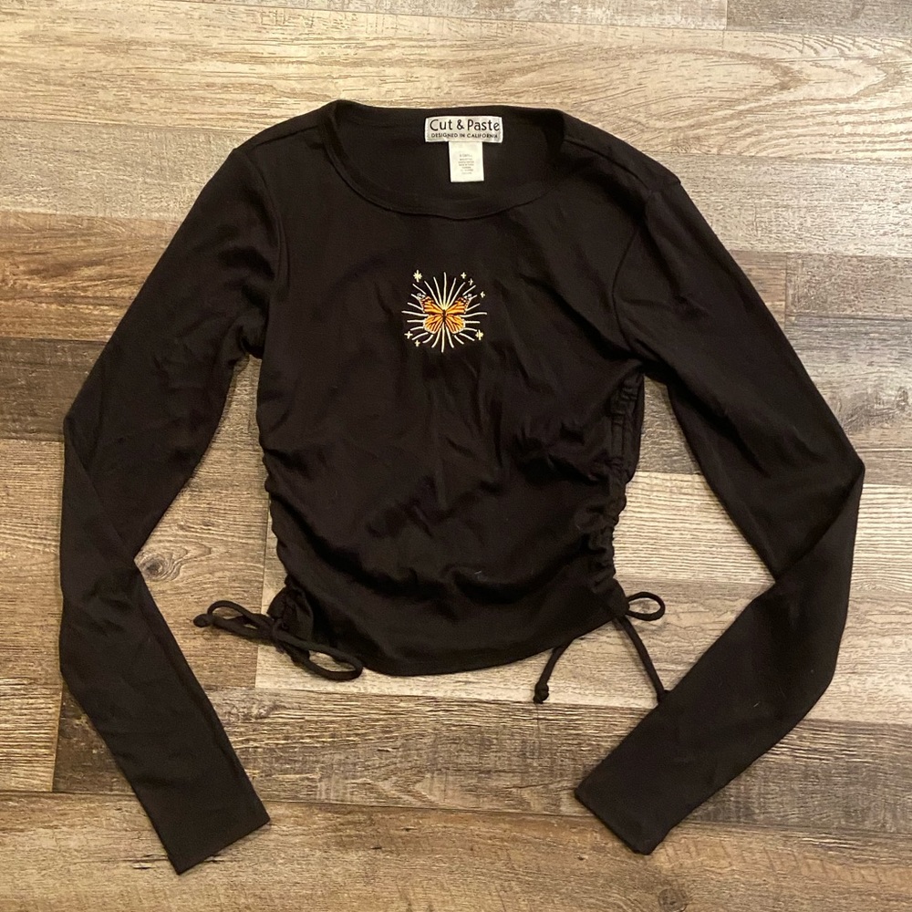 Butterfly Embroidered Tie Top - Picture 1 of 1